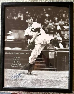 Bob Feller Autographed 18x24 Photo apprx – 1940 AL Triple Crown Winner – Indians - Picture 1 of 1