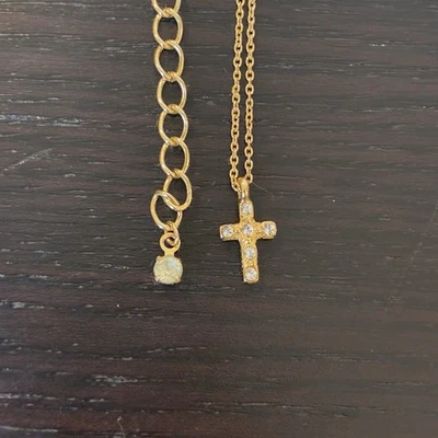 Halskette Damen Kreuzanhänger goldfarben  - Bild 1 von 4