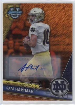 2023 Bowman U Chrome Prospect Orange Shimmer Refractor /25 Sam Hartman #165 Auto - Image 1 of 2