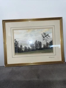 Aquarelle originale vintage signée encadrée et montée intitulée Windermere 39,5 x 39,5 cm - Photo 1/15