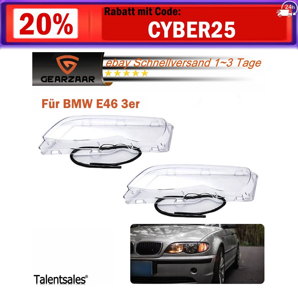 2 Facelift Scheinwerferglas Streuscheibe Scheinwerfer Satz Für BMW E46 3er 02-06 - Bild 1 von 4