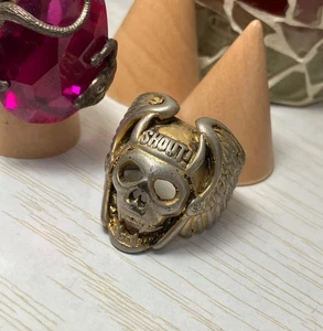 Rare Skull Hells Angels Ring Black Metal Unisex Size 20 US 11 USED[Good] from JP - Picture 1 of 16