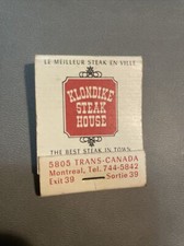 Matchbook Montreal Bonanza Tavern Klondike Steak House Vintage