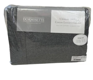 Dormisette Luxury Flannel KING Sheet Set Germany Charcoal Grey 100% Cotton - Picture 1 of 4