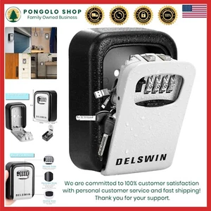 Wall Mounted Key Lock Box Weatherproof 4-Digit Combination Key Storage - Picture 1 of 9
