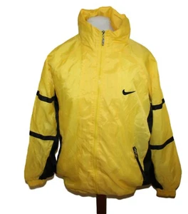 NIKE LOGO VINTAGE Herren Nylon Regenjacke Grösse XL Kapuze LOGO GELB - Bild 1 von 5