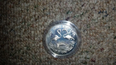 1970 Bahama Islands - Two Dollars - Flamingos silver 925 (2) - Image 1 of 2