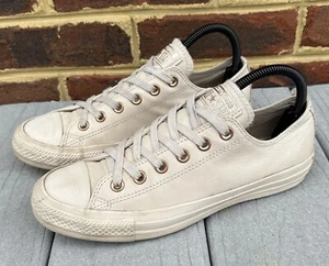 Converse Chuck Taylor All Star Low Top Women's Size 8 Leather Shoes Beige Tan - Picture 1 of 10