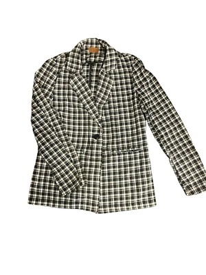 Blazer para mujer POLs blanco y negro abotonado Foto 1 de 4