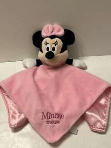 Disney Minnie Mouse Bow Pink Lovey Baby Security Blanket Satin Trim Mickey SOFT - Picture 1 of 5