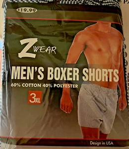 3-Pack Men’s One Button Boxer Shorts 3XL Assorted Plaids Blue Black - Picture 1 of 3