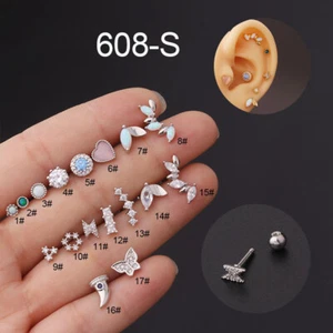 Ohrring Mit Schraubverschluss Körperschmuck 16G Knorpel Ohrpiercing : - Bild 1 von 10