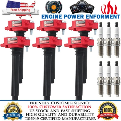 Paquete de 6 bobinas de encendido y bujías de iridio para Dodge Journey 2011-2019 3,6 L V6 Foto 1 de 4