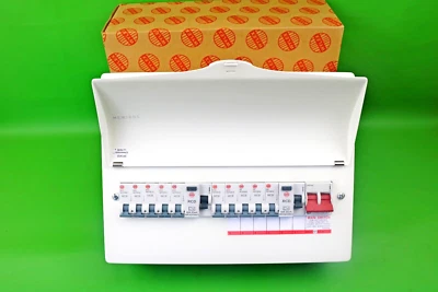 Wylex 10 Way Dual RCD High Integrity Metal Consumer Unit Fully Loaded (D104) - Image 1 of 4
