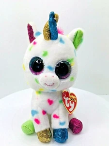 TY VelveTY Beanie Boos Harmonie 6" Polka Dot Unicorn Plush Glitter Eyes Paws Tag - Picture 1 of 7