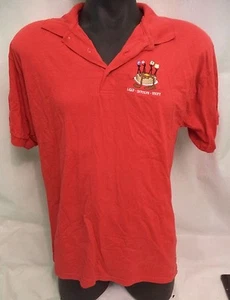 Gildan Mens Shirt Red size L Pull Over Collar STAC Lead Involve Unify Embroider - Picture 1 of 7