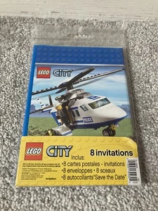 Lego City Party Invitation Helicopter Invitations & Envelopes x 8 Official Lego - Picture 1 of 7