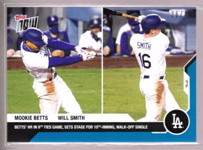Mookie Betts Will Smith Dodgers Walk-Off D-Backs 2020 Topps NOW #203 Blue 26/49 - Image 1 of 2
