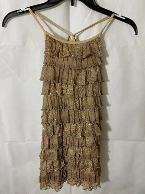 Vestido con volantes en capas Lip Stik para niñas con destellos dorados Foto 1 de 4