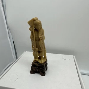 Soapstone Carved Fisherman 5.75 Inches Tall. - Picture 1 of 9