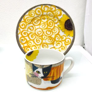 Rosina Wachtmeister Katze Bradford Editions 1 Kaffeetasse + Untertasse, Gelb - Bild 1 von 6
