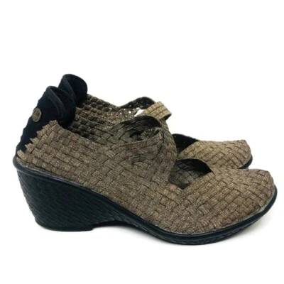 Zapato de tacón de cuña tejido BM Bernie Mev Cleopatra para mujer talla 8 bronce metálico Foto 1 de 4