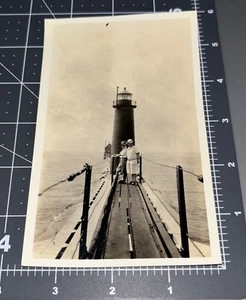1920s Grand Haven LIGHTHOUSE Michigan MI Women Antique Snapshot PHOTO - Picture 1 of 4