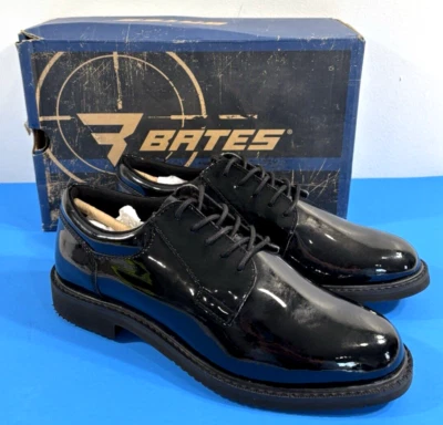 NUEVO EN CAJA 8.5 EW ZAPATOS OXFORDS BATES E01851 SENTRY LUX ALTO BRILLO PARA HOMBRE NEGROS 8.5 EW Foto 1 de 4
