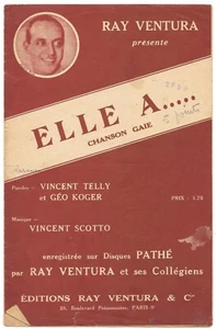 ELLE A.....de RAY VENTURA Paroles Vincent TELLY & Géo KOGER Musique SCOTTO 1937 - Picture 1 of 2
