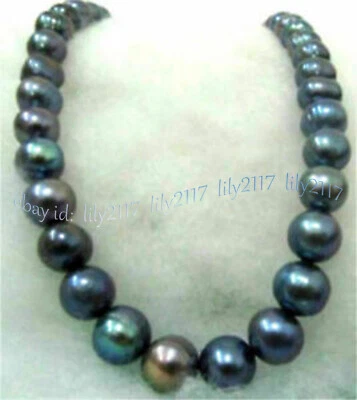 Rare 11-12mm South Sea Black Tahitian Pearl Necklace 14-36 inches 14K Gold - Image 1 of 4