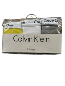 Calvin Klein Thong Underwear Women's XL Gray Yellow White Cotton - Picture 1 of 2