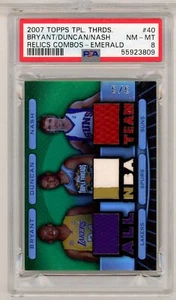 2007 Topps Triple Threads #40 KOBE BRYANT TIM DUNCAN NASH - Emerald - PSA 8 - Picture 1 of 2