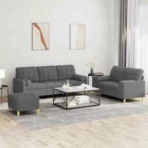 3-tlg. Sofagarnitur mit Kissen Stoff Sofa Couch Garnitur Schlaffunktion Wohnland - Bild 1 von 40