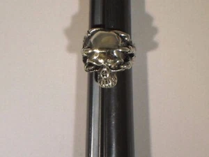 Men's Silver Half SKULL Stainless Steel Ring Harley Biker Goth Punk Sz12 J2-5 - Picture 1 of 3