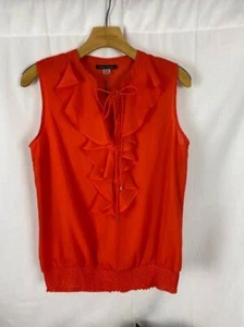 Blusa Top Tommy Hilfiger Rojo/Naranja Volantes Sin Mangas Nueva Para Mujer Pequeña. - Imagen 1 de 12