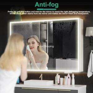 Spiegelschrank LED Badezimmer Spiegelschrank Bad mit Beleuchtung Anti Beschlag - Bild 1 von 10
