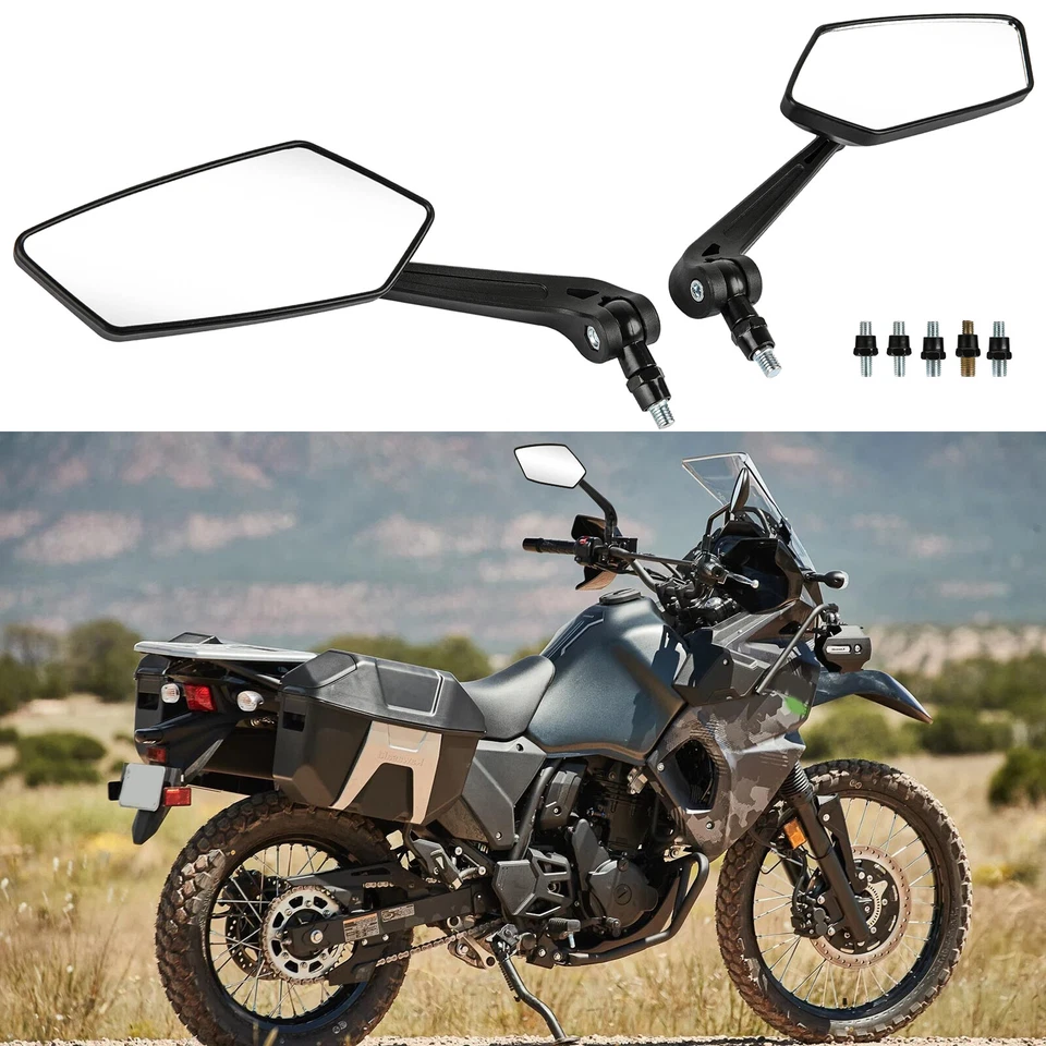 For Kawasaki KLR650 KLX250 KLX250S KLX300R KLX450R 2PCS Black Motorcycle Mirrors Foto 1 de 4