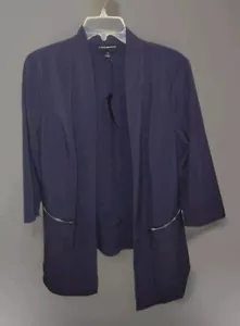 Lane Bryant Women's Blue Drape Front Zipper Pocket Blazer Stretch Elegant Sz 14 - Picture 1 of 9