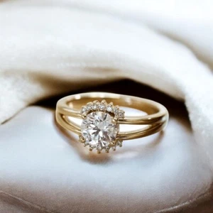 Lab Grown Rundschliff Diamant Verlobungsring 18k Gelbgold 1,10 ct IGI - Bild 1 von 14