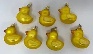 7 Department 56 Rubber Ducks Christmas Ornaments Yellow Mini Glass Retired - Picture 1 of 8