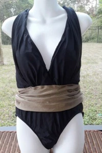 New Venus Black Beige One Piece Size 6 Swimwear Swimsuit - Picture 1 of 3