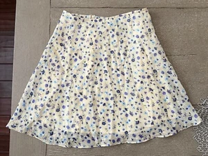 We Too Yellow Floral Blue Flowers Mini  Sz 1 Shirred Flutter Sheer Skirt - Picture 1 of 6