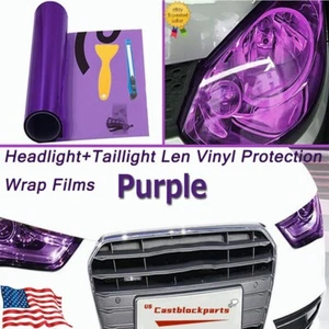 Transparent Purple Len Vinyl Protection Wrap 12"x78"Film For Headlight Taillamp - Picture 1 of 6