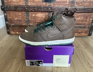 2021 Vegan Nike SB Dunk High Pro Baroque Brown Size 8 DS Brand New Green White - Picture 1 of 12