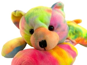 "Oso de peluche Kellytoy arco iris, tie-dye, peluche 15"" rosa verde" - Imagen 1 de 12