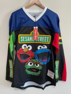 Camiseta deportiva de hockey bordada calle Sésamo tocados clásicos ropa de calle auténtica L Foto 1 de 3