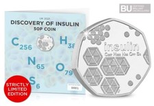 Insulin 50p Coin 2021 In Official Display Card Limited Edition 4,995 Only