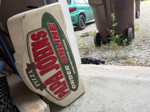Domino's Pizza Delivery Car Top Sign White Red Blue Restaurant