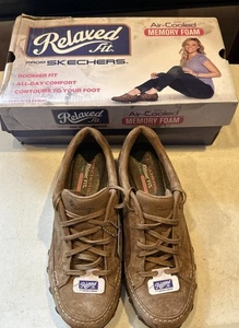 Brandneu mit Etikett und Karton Skechers Air Cooled Memory Foam braune Wildlederschuhe W8,5 - Bild 1 von 17