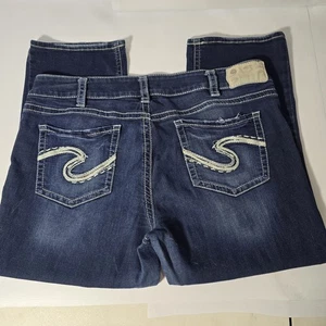 Silver Jeans Suki Mid Capri Women's 36x22.5  Blue Denim Zip Medium Wash 5-Pocket - Picture 1 of 10